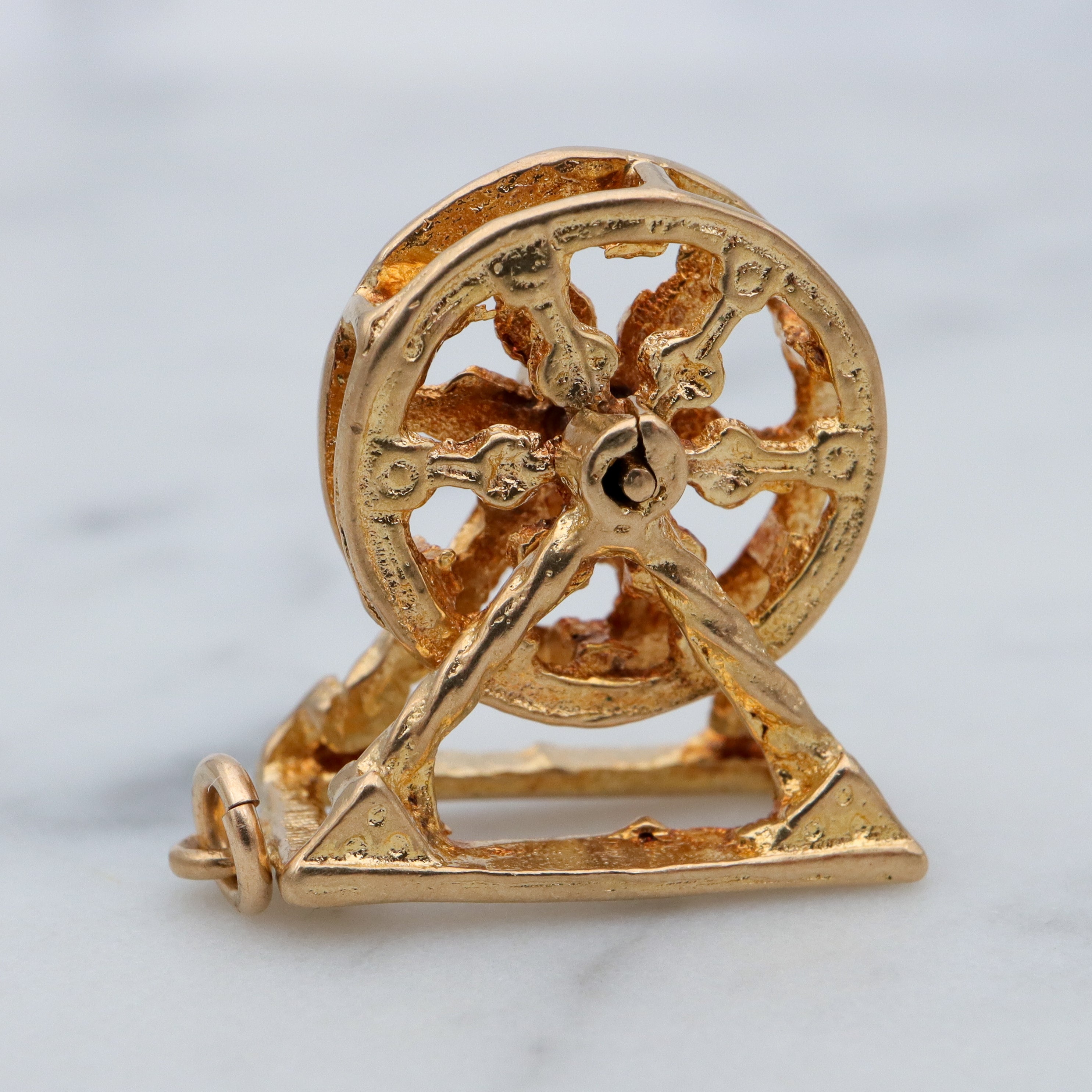 Vintage English 9k gold spinning ferris wheel charm
